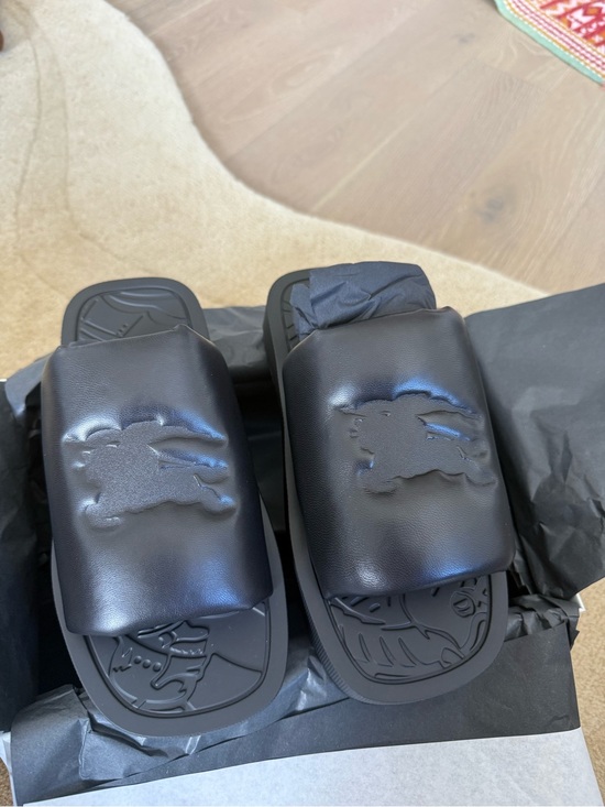 Burberry Shoes - Burberry Black EKD Slab Slide Sandals